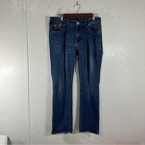 dKin Women's Straight Leg Blue Jeans Rhinestone Pockets